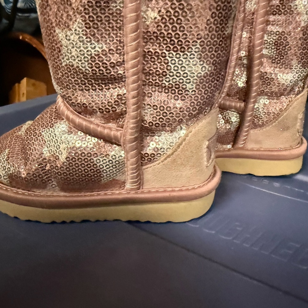 Ugg Toddler Glitter Stars Pink Girls Size 8 Boots Good Condition - Picture 4 of 7